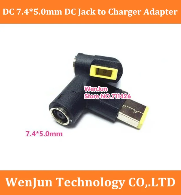 90 Degree Angled DC 7.4*5.0mm DC Jack to Charger Power Adapter For Lenovo ThinkPad / Dell --2pcs/lot