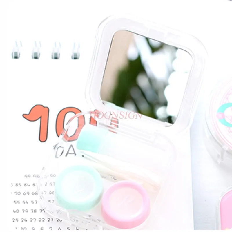 Contactlens Companion Box Leuke Cartoon Bril Opbergdoos Met Spiegel Staaf Schoonheidsverzorging Box Verkoop