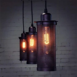 DONWEI Loft Retro Pendant Lights Industrial Style Metal Mesh Net Aisle Hanging Light Porch For bar Living dining room hallway