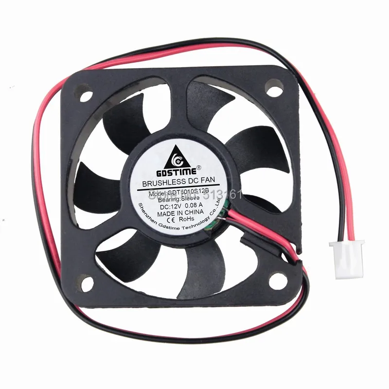 10pcs/lot Gdstime 2Pin 5cm Brushless Cooling Fan 50x50x10mm 12V DC Cooler 50mm