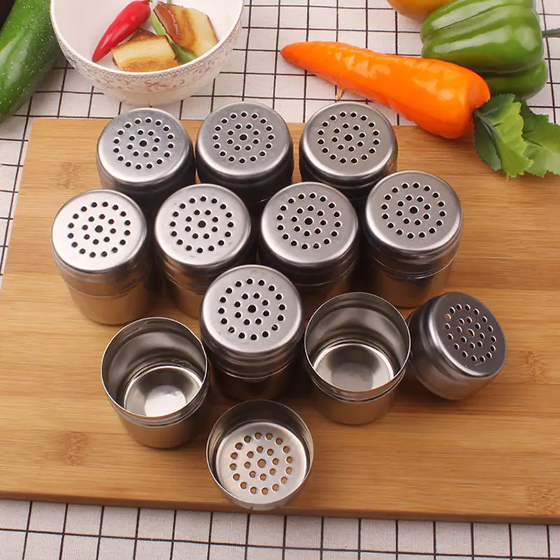 

Stainless Steel Seasoning Can bottle Salt Sugar Pepper Shaker Cooking kirchen Tools F20173750