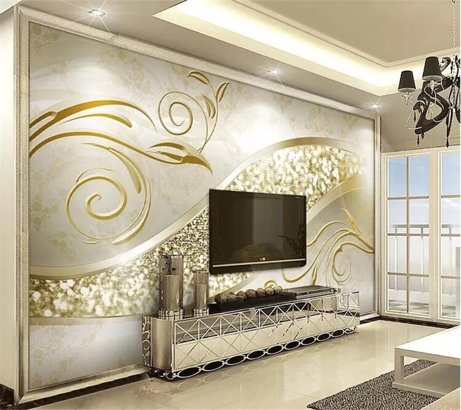 

wellyu papel de parede para quarto Custom wallpaper Abstract European pattern pearly gold yellow 3d stereo TV background wall