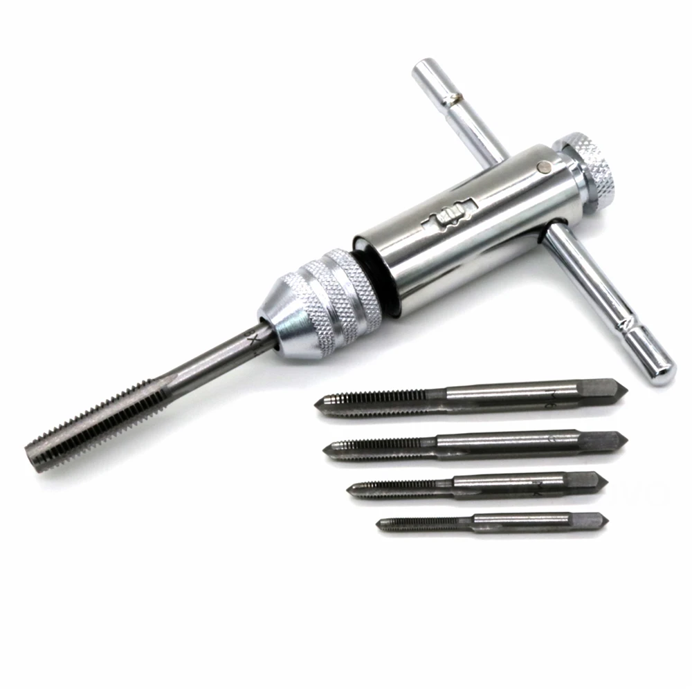 

Adjustable M3-M8 3mm-8mm HSS T-Handle Reversible Ratchet Wrench Tapping Threading Tool with Hand Screw Tap