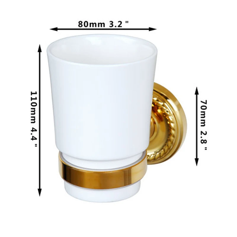 JIENI Luxury Golden Plated Bathroom Hardware Shelf Soap Dish Toilet Holder & Tooth Brush Holder Bath Hardware Sets Accessories