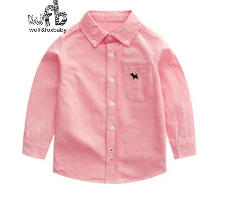 Retail 2-8years long-sleeves shirt Cotton Classic solid baby children Clothing boys Clothes Infant Garment spring fall summer