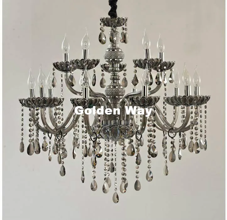 Modern Smokey Crystal Chandelier lighting Smoky Gray Crystal Chandeliers Large Chandelier Lighting Bedroom Living Room Lighting