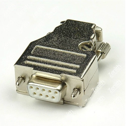 Top D-Sub 9-pin DB9 connector (female) solid pin module + removable metal casing