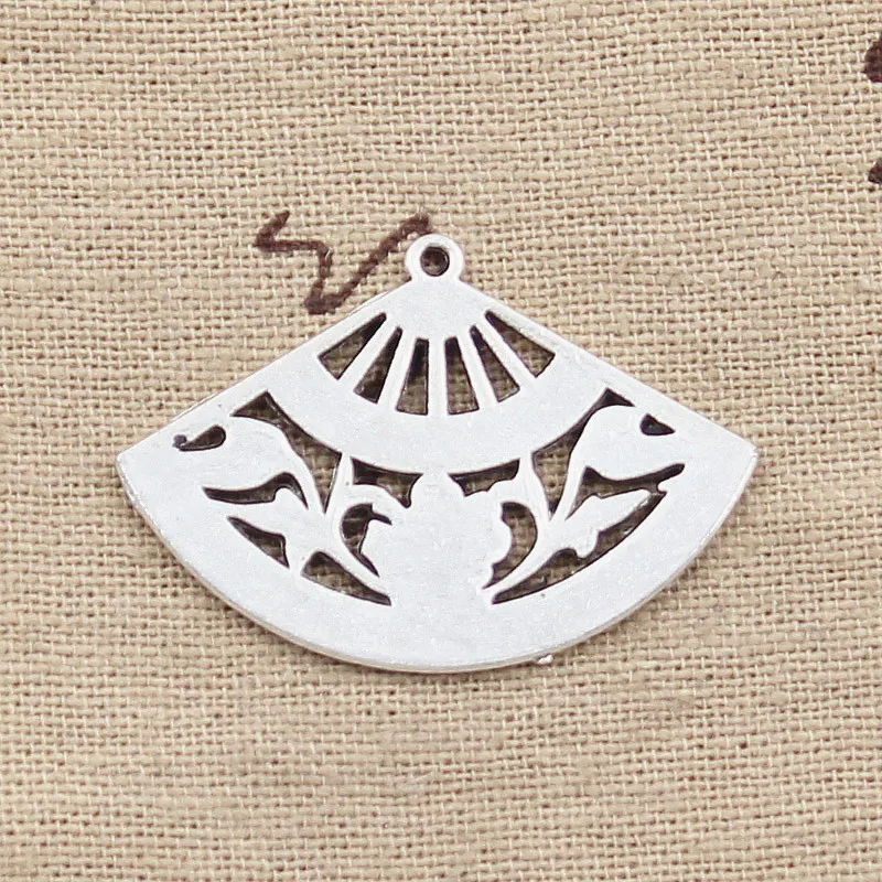 10pcs Charms Fan 25x36mm Antique Silver Color Plated Pendants Making DIY Handmade Tibetan Silver Color Jewelry