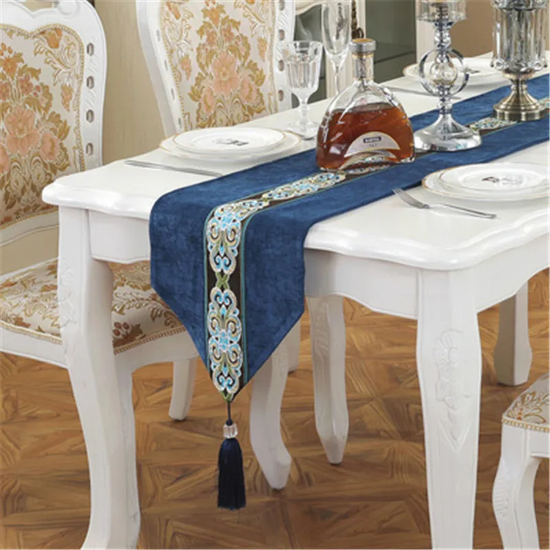 

SBB New China Style concise Table Runners European luxury chenille Home Decoration corduroy lace table Runners flags Countryside