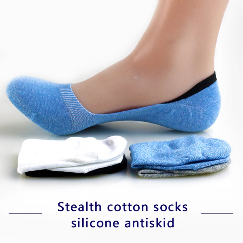 Silicone Antibacterial Invisible Socks for Men, Breathable Ankle Sock, Good Quality, Hot Style Cotton, Popular, P1701,6Pairs/Lot