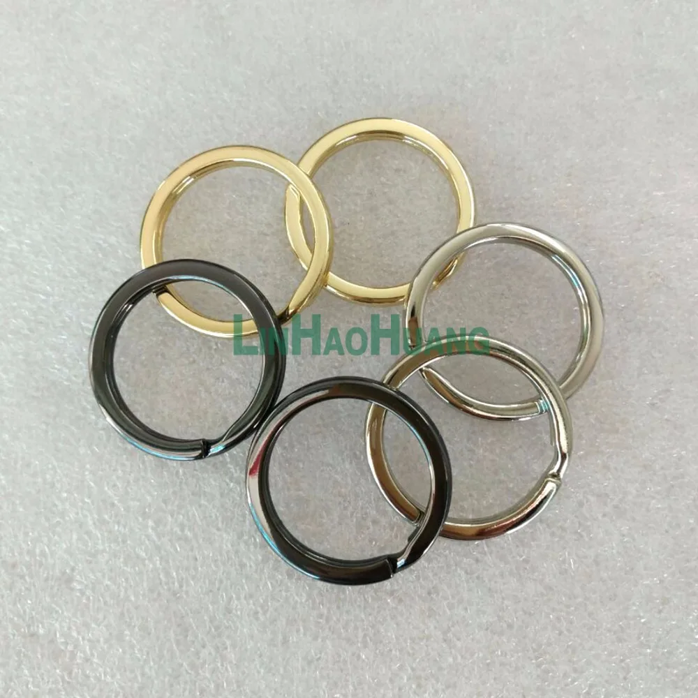 50pcs/lot 1inch 25mm metal flat Iron Round split KeyRing Key Holder,Metal Keychain Accessories gold/black nickle /shinny nickle