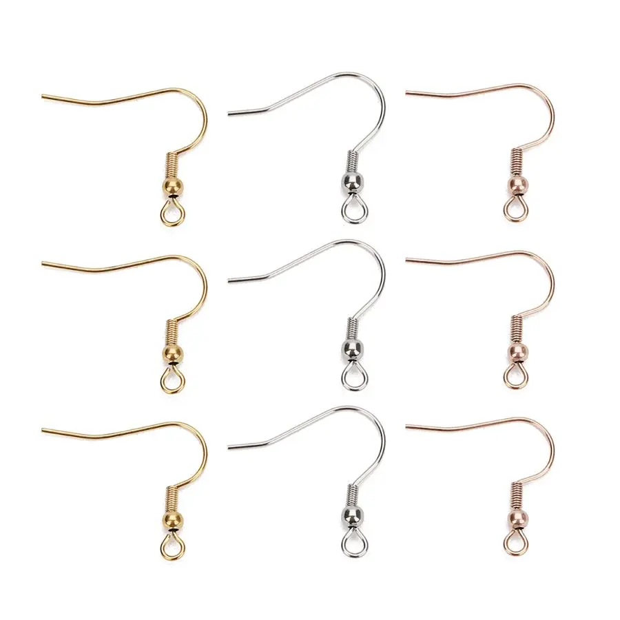 SAUVOO 3 Colors 20pcs 20x20mm Stainless Steel Ear Wires Hooks with Spring and Ball Earring Findings Accessories Jewelry Making