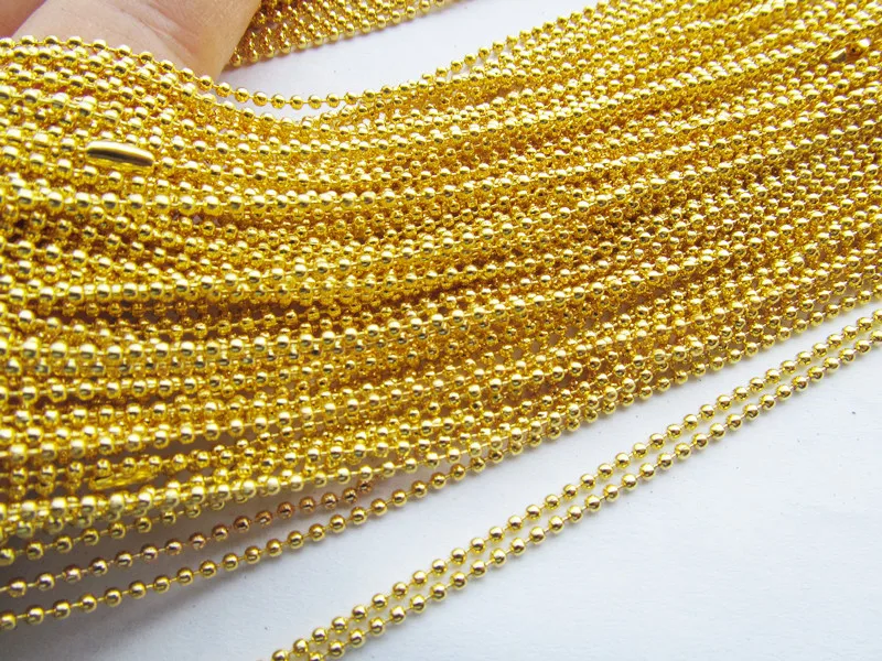 100pcs 27.75inch 1.50mm  Golden  Ball Link Chain Necklace Connector Charm Finding