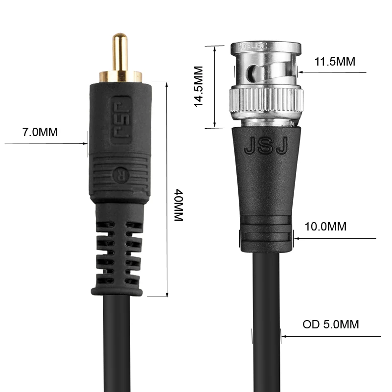 Digizulu HD SDI BNC to RCA Male Cable 1080p 3G HD SD RG59 Coaxial Cord for CCTV Camera Monitor Security System