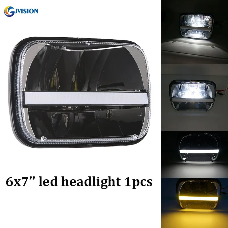 5X7 Inch Rectangular Sealed Beam LED Headlights White DRL Amber Turn Singal Lights For Kawasaki ZRX 1100 And The 1200