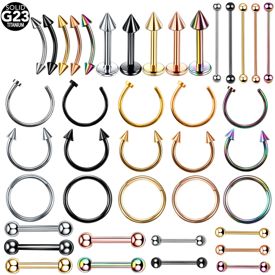 1PC Titanium Septum Piercings Nariz Eyebrow Helix Conch Daith Stud Earrings Lip Labret Industrial Barbells Tongue Nose Piercing