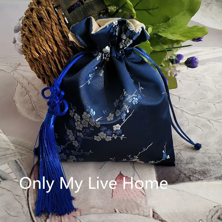 3 size Large Chinese knot Silk Brocade Jewelry Pouch High End Luxury Drawstring Jewellery Gift Pouches Suede Lined Storage Bags