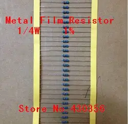 Resistencia de película metálica de 100 W +-0,25, 10K ohm, 10K, 1% k, 4,7 K, 1K, 2,2 K, 1/4W, 1R--10M, 100 unidades por lote