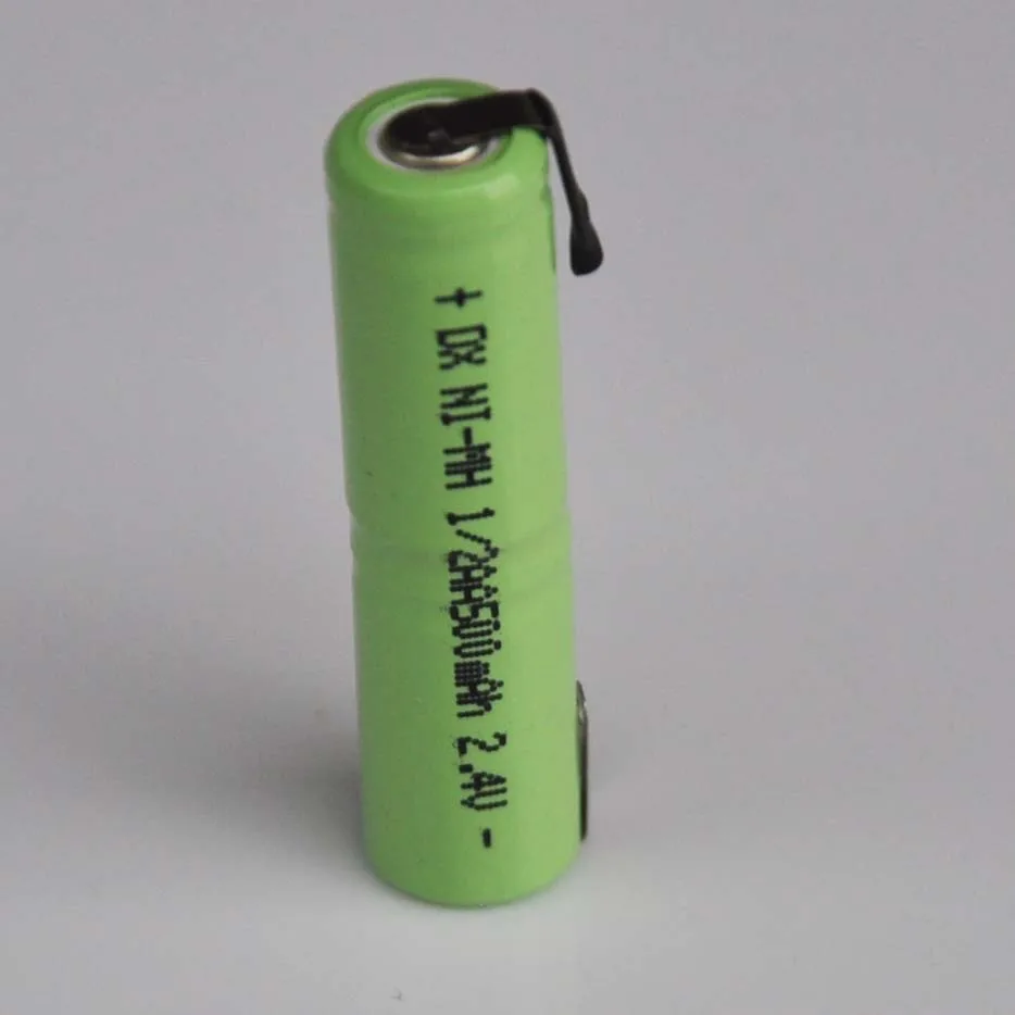 2-10PCS 2.4V 1/2AAA ni-mh rechargeable battery 500mah 1/2 AAA nimh cell with welding tabs for electric shaver razor toothbrush