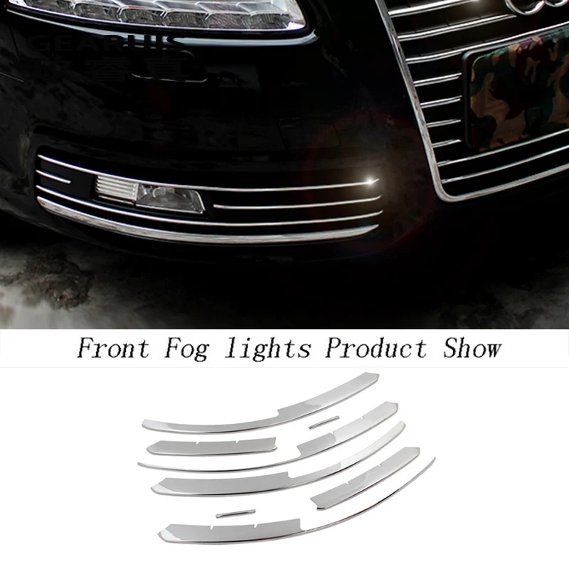 Car styling front fog lamps cover grille slats car fog lights covers Sticker decoration strips For Audi A6 C6 auto Accessories