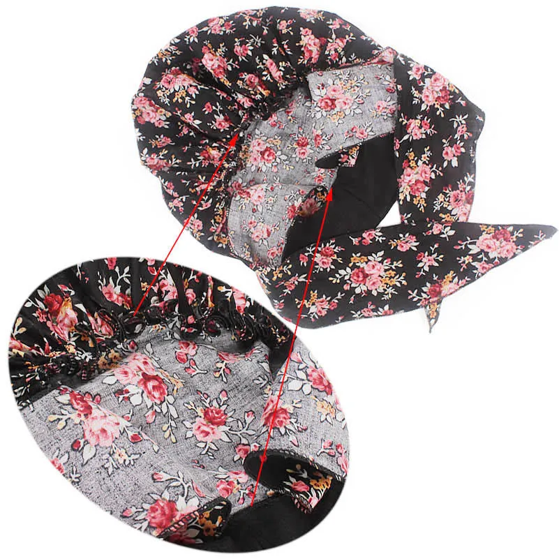 Muslim Women Elastic Print Cotton Turban Hat Scarves Pre-Tied Cancer Chemo Beanies Headwear Head Wrap Plated Hair Accessories