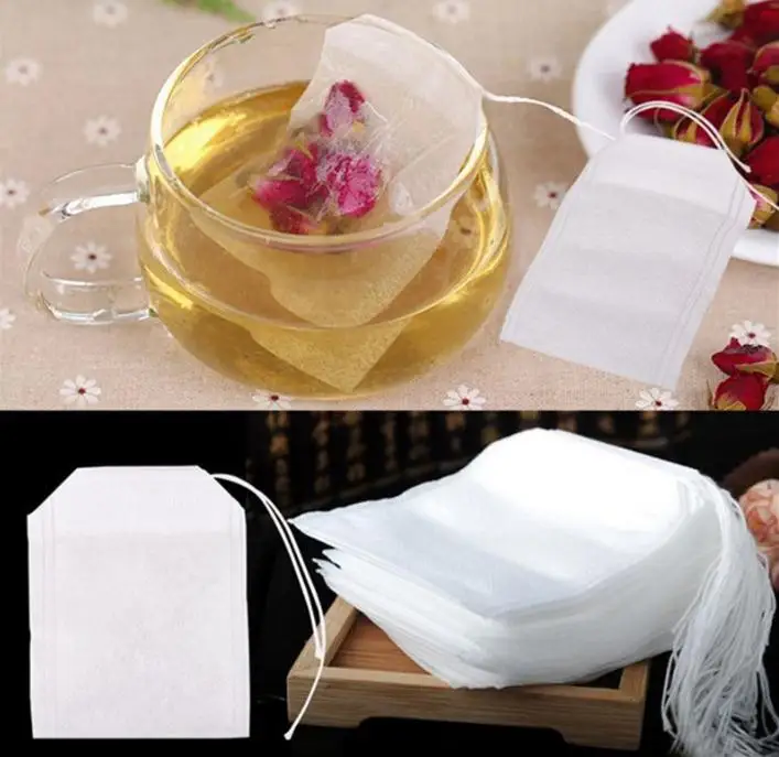 

500 lot high quality 100Pcs/Lot Teabags 5.5 x 7CM Empty Tea Bags With String Heal Seal Filter Paper for Herb Loose Tea SN1246