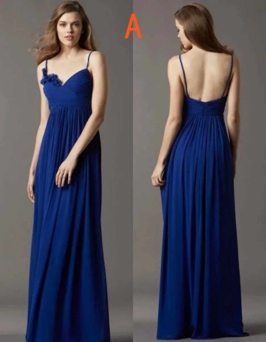 Royal blue Nieuwe Aangepaste kleur & Size! Zoete 4 stijl lange Bruidsmeisjekleding kleuren trouwjurk, Prom party dress vrouwen Plus size