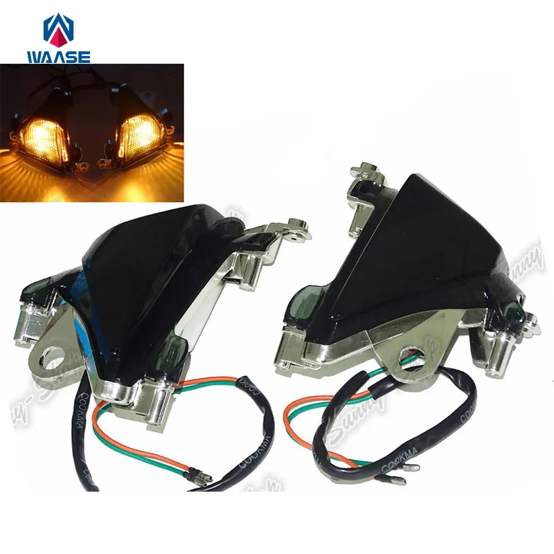 

waase Motorcycle Front Turn Signals Blinker Indicator Bulb Light Smoke For KAWASAKI Ninja ZX10R ZR 10R ZX-10R 2004 2005