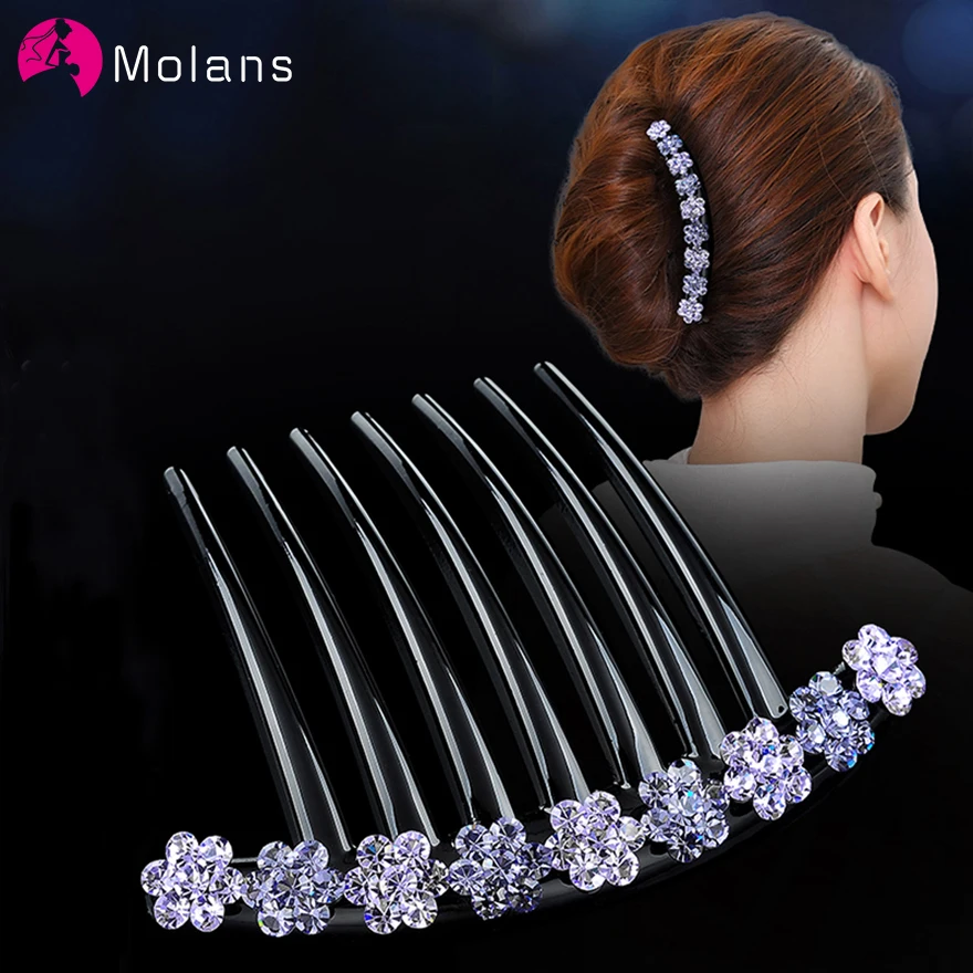 Molans-horquillas de cristal con flores Vintage para mujer, peinetas para el pelo a la moda, horquillas brillantes de plástico, accesorios para el cabello