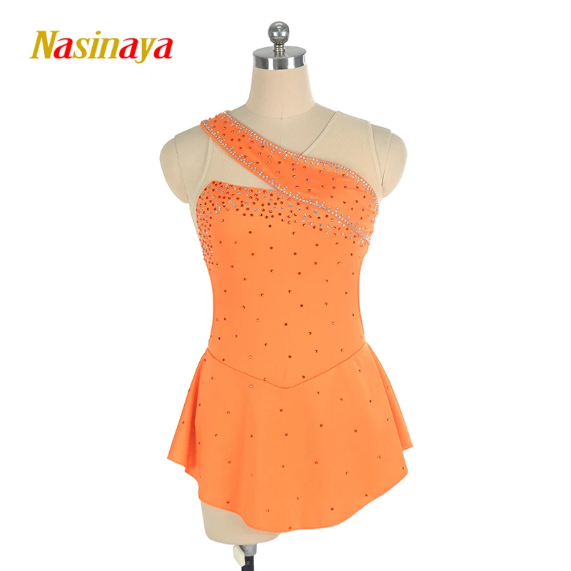 Figure Skating Dress Custom Competition Sleeveless Bright Diamond Skating Skirt Girl