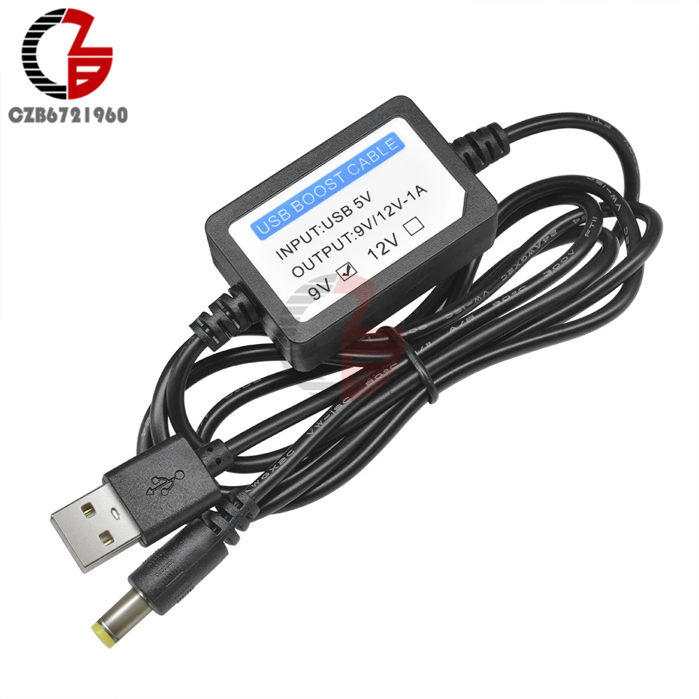 1.3M USB Power Boost Cable Line DC-DC 5V to 9V 12V 1A Step Up Booster Converter Adapter Connector USB DC Cord Plug 5.5 x 2.1mm