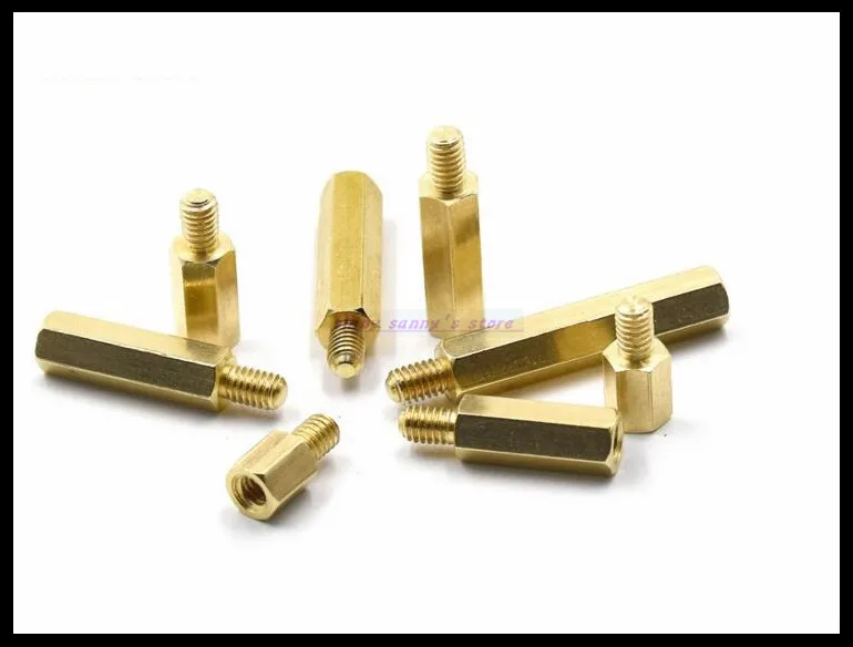 Conector hexagonal de cobre com rosca, m3x5 + 6 --- m3x50 + 6mm