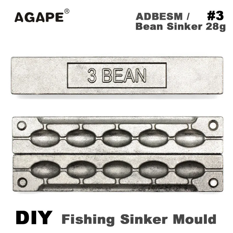 Imagem -03 - Ágape-diy Pesca Feijão Chumbada Molde Fundição Forma Moldes 28g Cavidades Adbesm 3