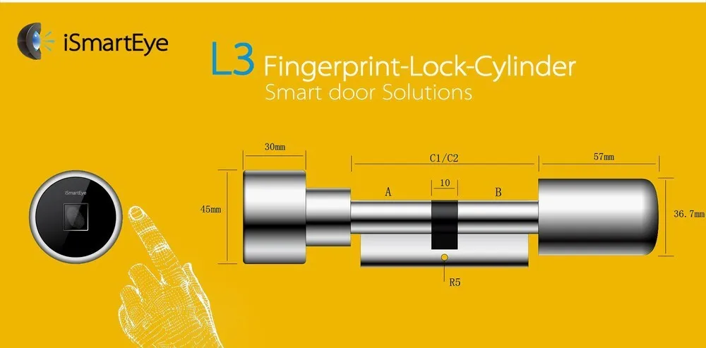 

Promotion Free Shipping Remote APP Control Digital Fingerprint Door Lock Cylinder Door Open L3 Fingerprint 70MM 90MM