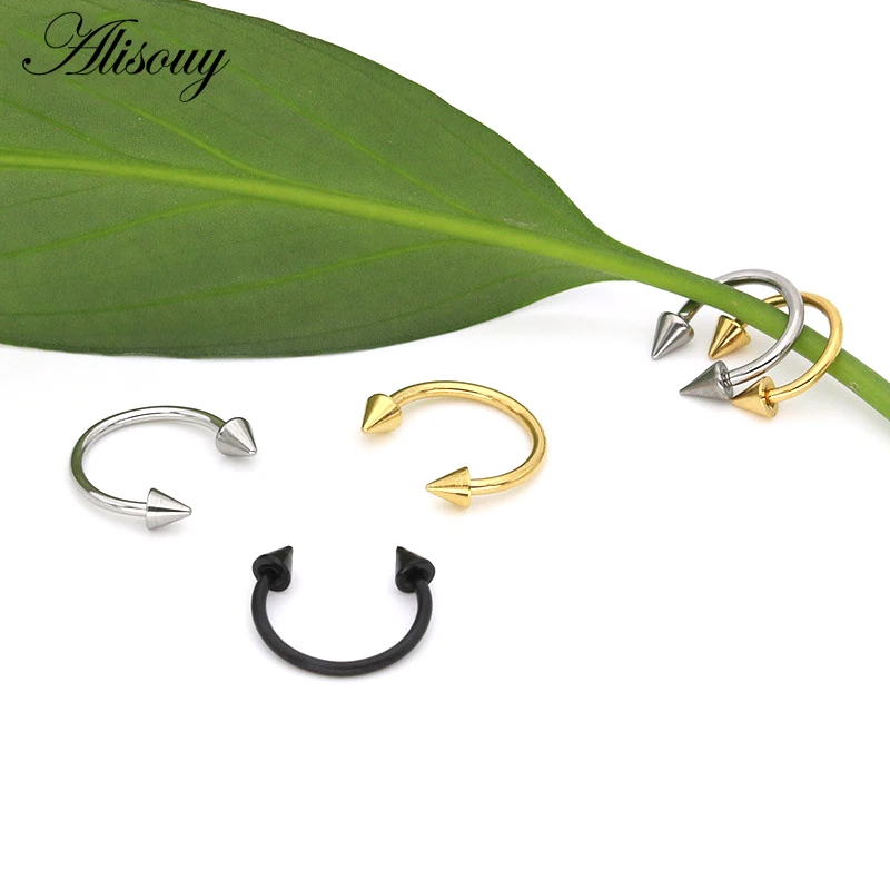 1pc Colorful Stainless Steel Horseshoe Spike Nose Septum Rings Eyebrow Tragus Ear Rings Body Piercing Nariz Jewelry Piercing