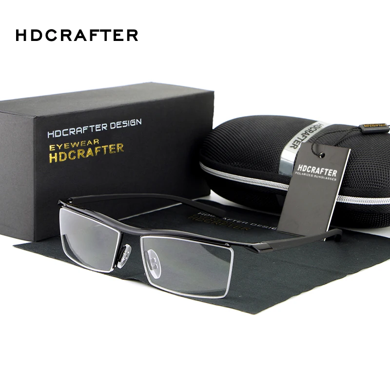 HDCRAFTER 2018 Eyewear Rimless Square Myopia Glasses Frame Men Brand Comfortable Slip-resistant Eyeglasses Frames for Men