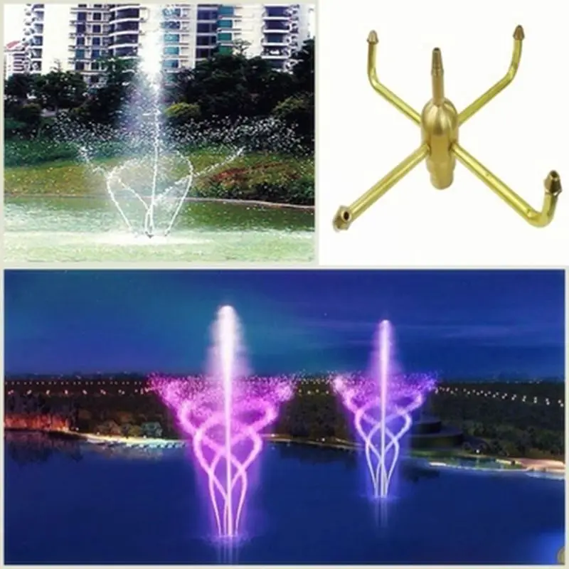 2020 Brass Rotating Garden Fountain Nozzle Automatic Rotation Courtyard Pool Water Landscape Sprinklers Spray Head Brand New