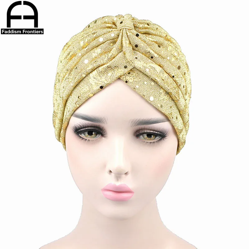 Fashion Women Turban Sparkly Shiny Print Turban Hat Muslim Turban Chemo Headwear Hair Cover Headband Hair Accessories Turban