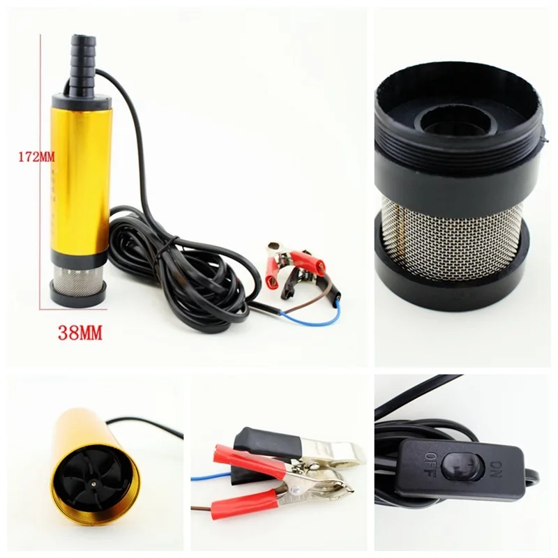 Small Volume  Oil Pump Water 12V 24V Diameter 38MM Wateoesel Aluminium Alloy Belt Filter Net  Oil Suction