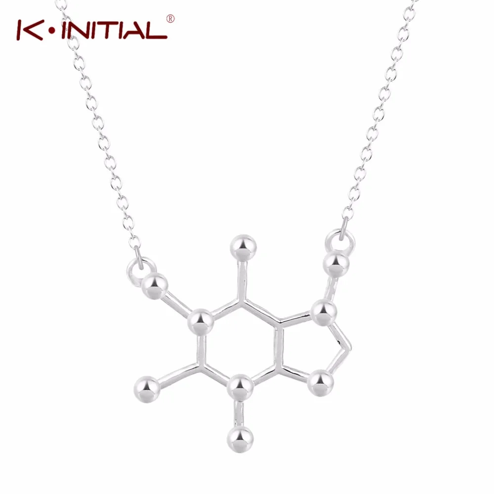 Kinitial New Simple Caffeine Molecule Necklace Unique Pendant Necklace Women jewelry wholesale Fashion Statement Necklaces