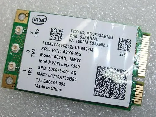 

Беспроводная карта Intel WIFI Link 5300 533AN 5300agn MINI PCIE 802.11a/b/g/X200 для lenovo G450 Y450 T400 T500 X200