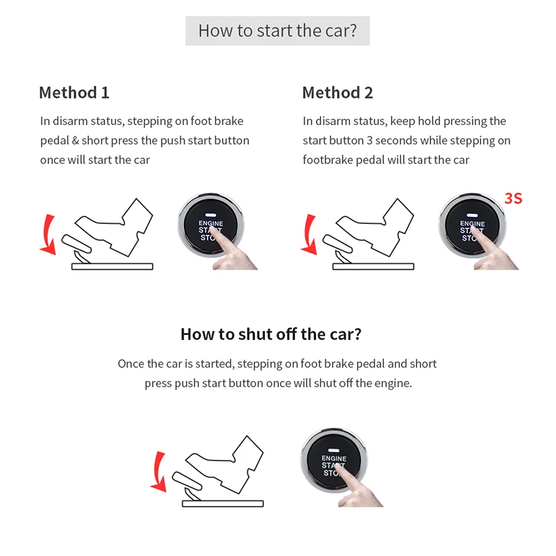 EASYGUARD Car engine start stop button remote engine start optional for automatic car can work with car original remote control