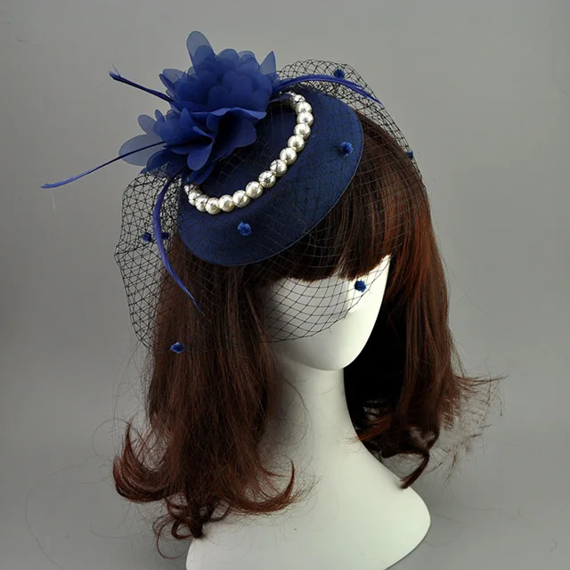 E JUE SHUNG Cô Dâu Lưới Chiếc Mũ Lông Trắng Đỏ Đen LỒNG CHIM Lưới Cưới Nón Cô Dâu Fascinator Mặt Mạng Che Mặt Ngọc Trai Cô Dâu nón