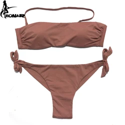 EONAR-Maillot de bain coupe brésilienne pour femme, bikini solide, ensemble de deux pièces, soutien-gorge push-up, vêtements de sport et de plage, 2022