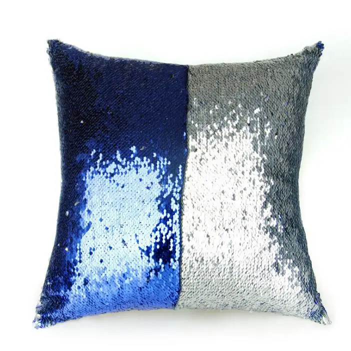 Sequin Pillow Cover Cushion Case Glitter Mermaid Fairy Tale Faux Soft Suede Throw Pillowcase Party Seat Sofa Bed Decor 16*16