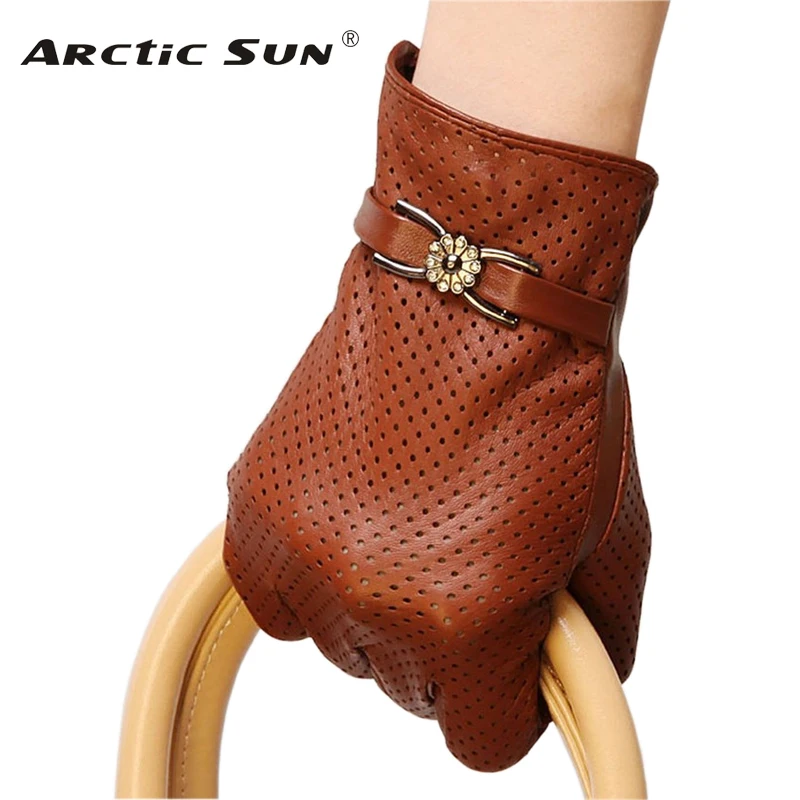 Brand Genuine Leather Gloves Spring Autumn Thin Fashion Trend Women Sheepskin Gloves Finger Driving Glove L093NN