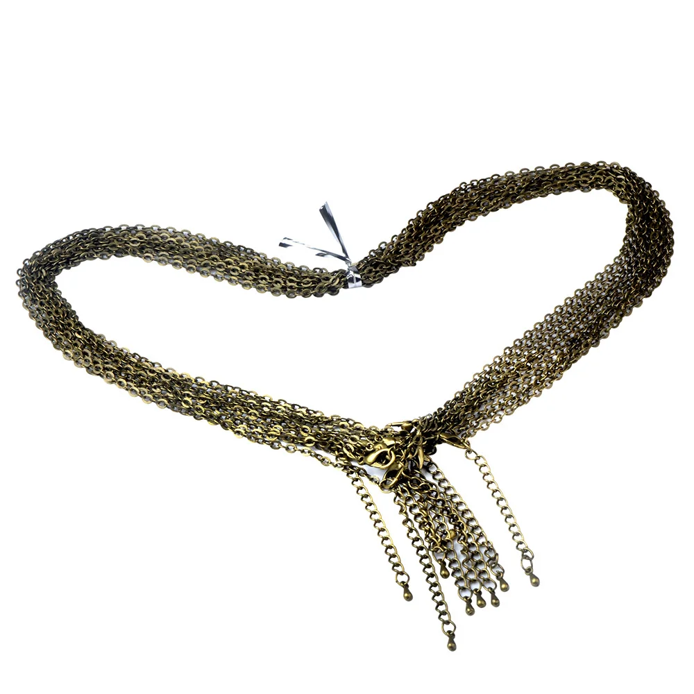 Chanfar-O-Shape Bronze Colar com Fecho Lagosta, Descobertas Cadeia, DIY Jóias Fazendo Acessórios, Atacado, 50cm, 10Pcs
