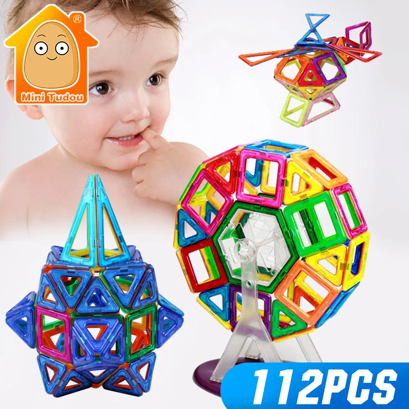 

112PCS Magnetic Constructor Building Blocks Toy 3D DIY Enlighten Bricks Kids Educational Plastic Gifts For Children