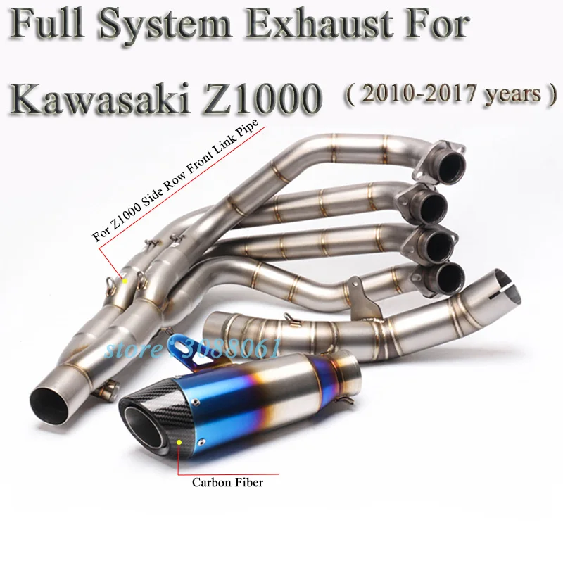 Z1000 Motorcycle Full System Exhaust Modified Stainess Steel Front Link Pipe Carbon Muffler Slip On For Kawasaki Z1000 2010-2017