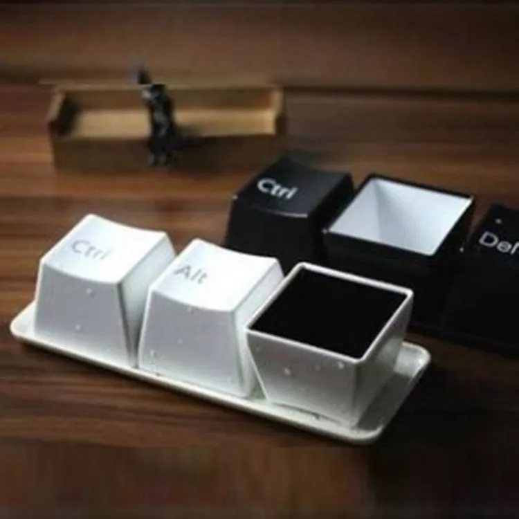 drop shipping ! Creative cup tea cup set Keyboard cup fashion cups Black color ( Ctrl Del Alt ) 3 pieces/mugs promotion gifts